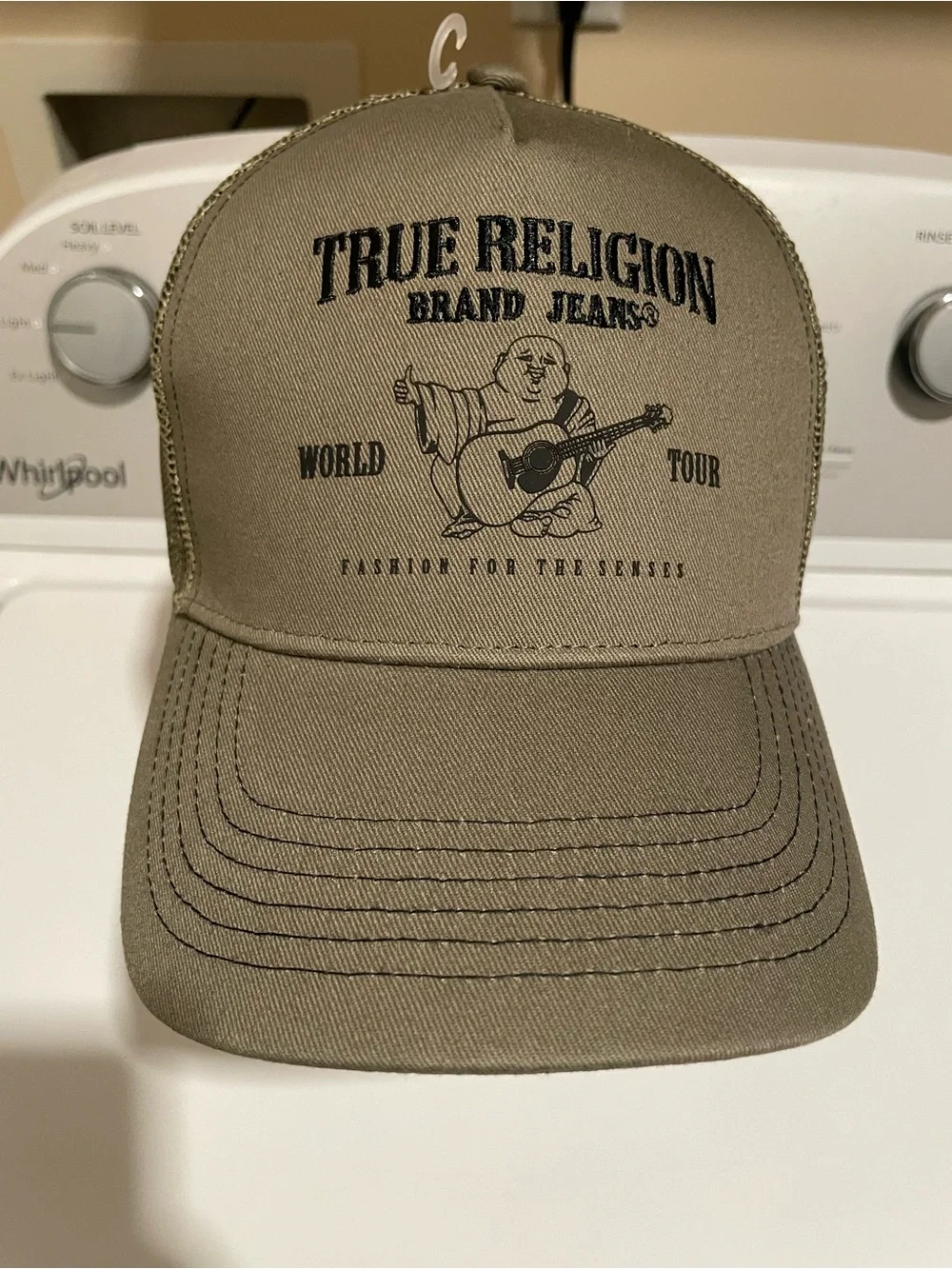 NWT True Religion green Buddha trucker snapback unisex